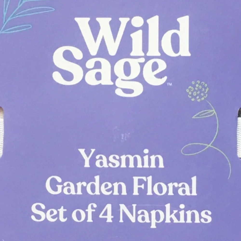 new Set of 8 Wild Sage Pink Garden Floral 100% Cotton 20x20-inch Fabric Napkins